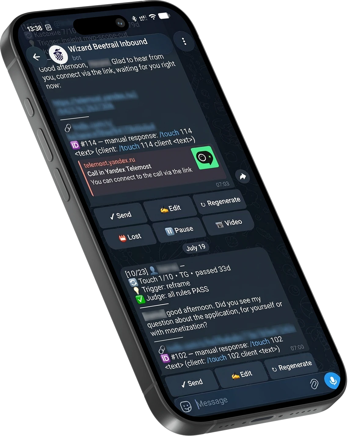 A Wizard notification about a new request that arrived outside office hours