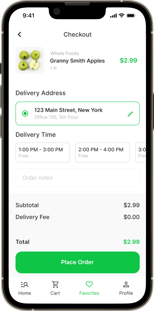 Speedy app screen