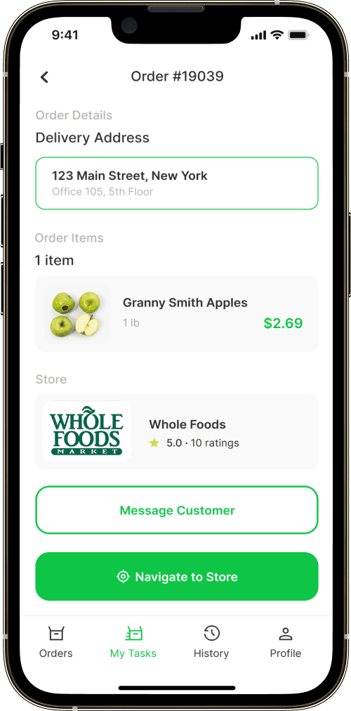 Speedy app screen