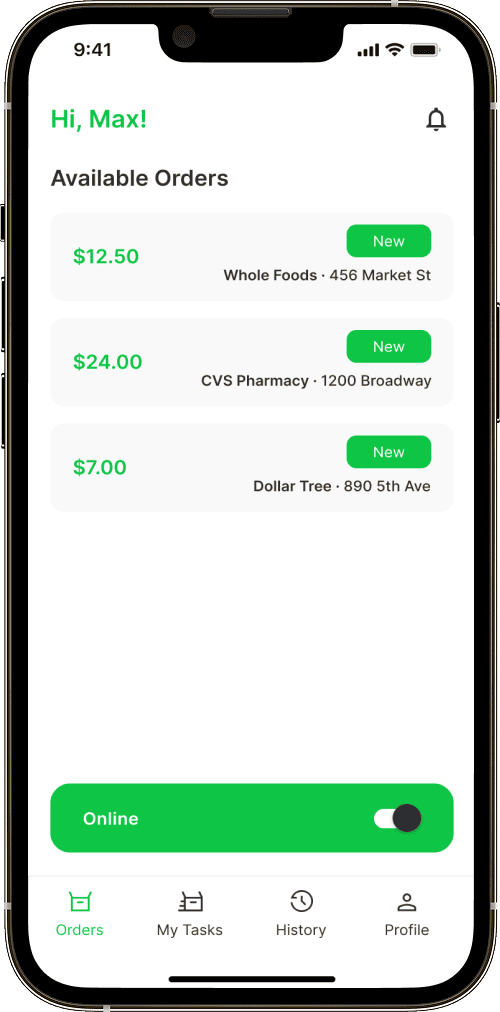 Speedy app screen