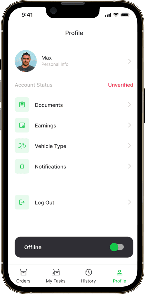 Speedy app screen