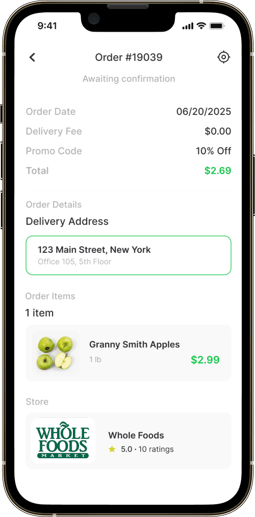 Speedy app screen