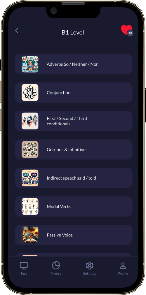 Hedgie: Learn English Grammar app screen