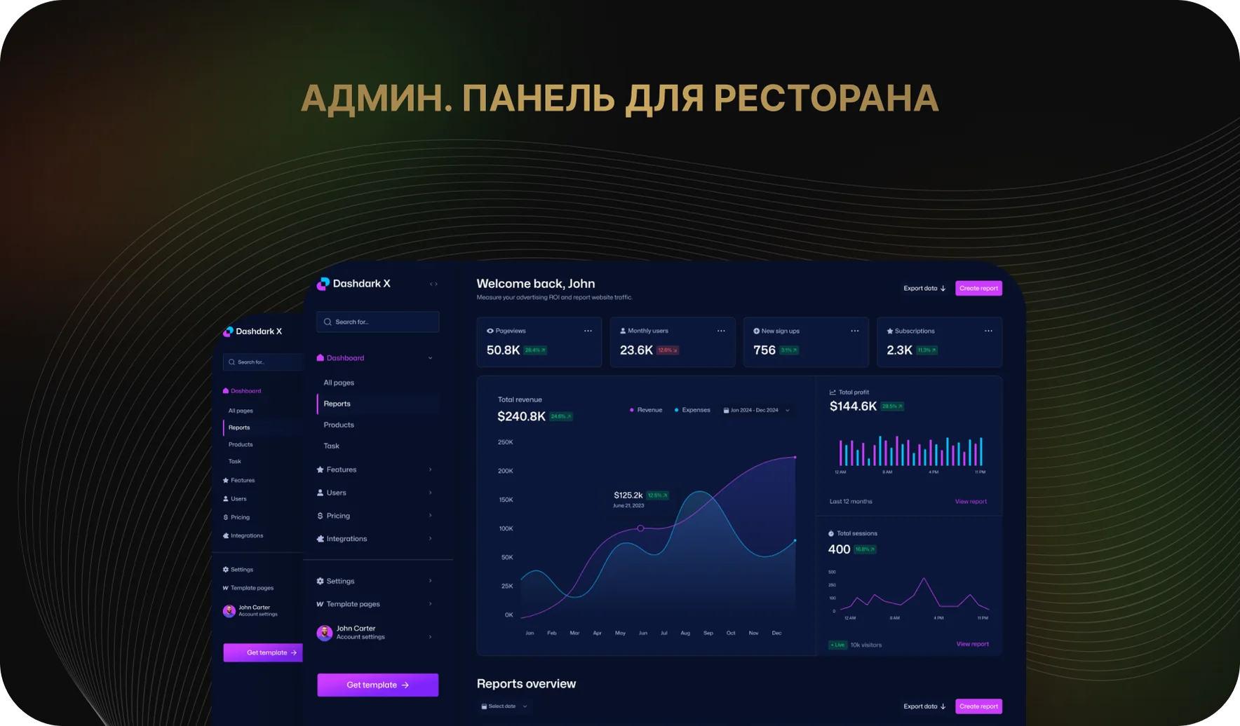 Административная панель приложения